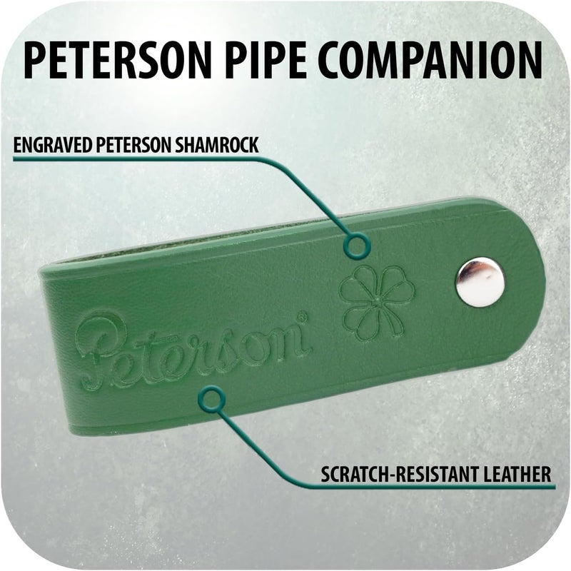 Peterson Pipes - Shamrock Genuine Leather Tobacco Pipe Stand For Smoking Pipes, Holder For One Briar, Minimalist Display, St Patrick's Day (Green) - Image 2